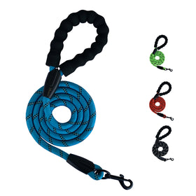 Leash for large size dogs with reflective and resistant padded handle in blue colour