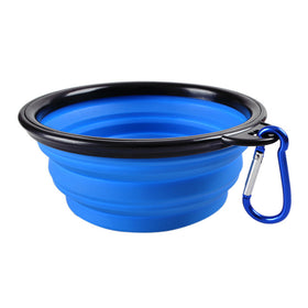 Blue Silicone Portable Travel Collapsible Dog Bowl 1000ml